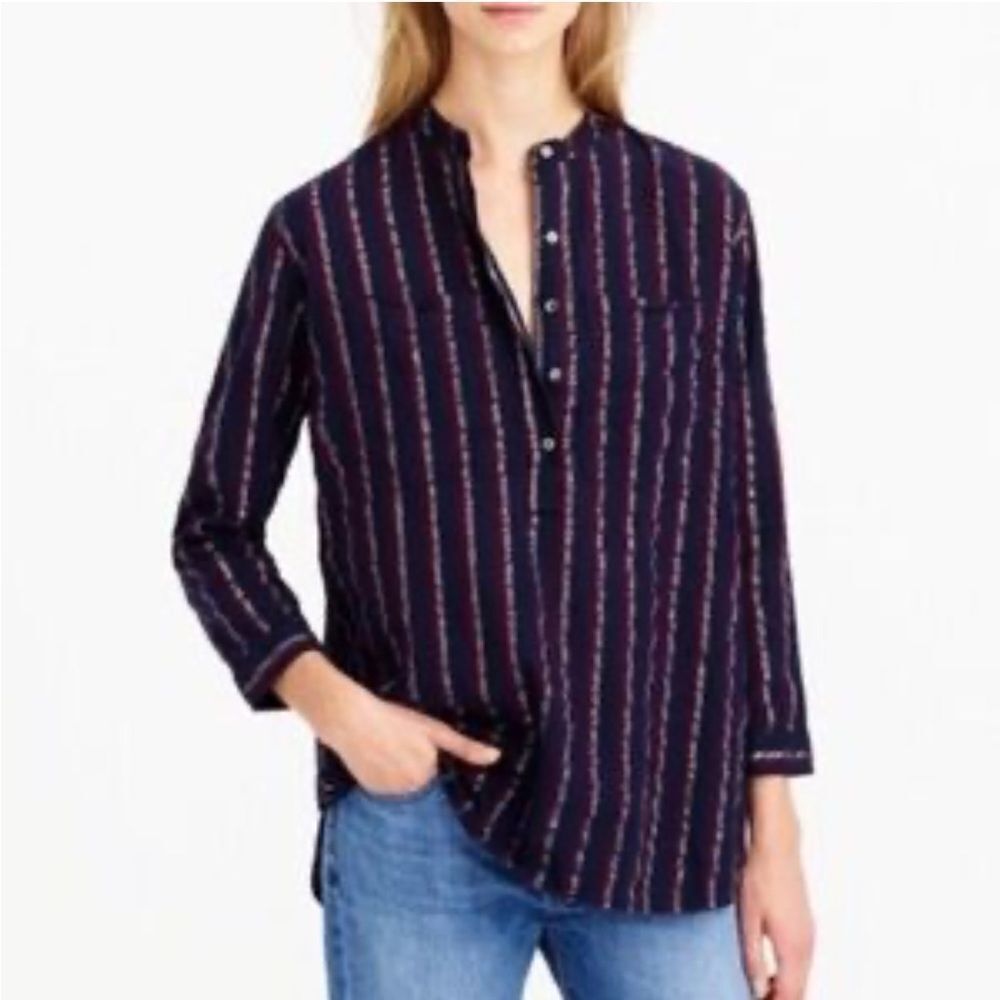 J Crew Oversized Striped Metallic Top Blouse 4